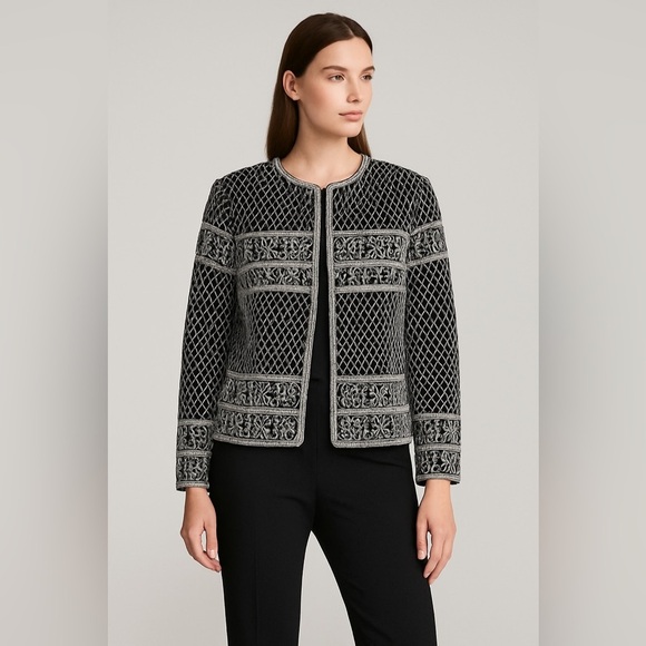 Michel Antoni  Collection Hand-Beaded 100% Silk Jacket, Size 2X - Picture 1 of 13
